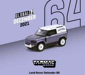 Land Rover  - Defender 90 matt blue-grey - 1:64 - Tarmac - T64G-019-BL - TC-T64G019BL | Toms Modelautos