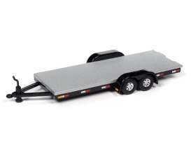 Trailer  - open Car Trailer silver/black - 1:64 - Auto World - SP071A - AWSP071A | Toms Modelautos