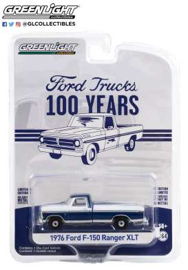 Ford - F-150 1976 white/blue - 1:64 - GreenLight - 28100C - gl28100C | Toms Modelautos Ford - F-150 1976 white/blue - 1:64 - GreenLight - 28100C - gl28100C | Toms Modelautos