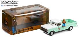 Ford  - F-100 1975 white/turquoise - 1:18 - GreenLight - 13636 - gl13636 | Toms Modelautos