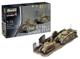 Renault  - Char B.1 bis & Renault FT.17  - 1:76 - Revell - Germany - 03278 - revell03278 | Toms Modelautos