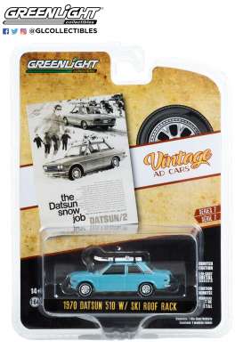 Datsun  - 510 1970 blue - 1:64 - GreenLight - 39100C - gl39100C | Toms Modelautos