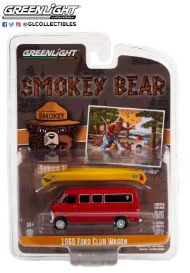 Ford  - Club Wagon 1969 red - 1:64 - GreenLight - 38020D - gl38020D | Toms Modelautos