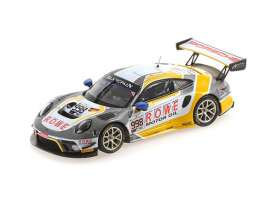 Porsche  - 911 GT3 R (991.2) Spa 2019 silver/yellow/white - 1:43 - Minichamps - 410196088 - mc410196088 | Toms Modelautos