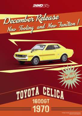 Toyota  - Celica 1600GT 1970 yellow - 1:64 - Inno Models - in64-1600-GT-YL - in64-1600GT-YL | Toms Modelautos