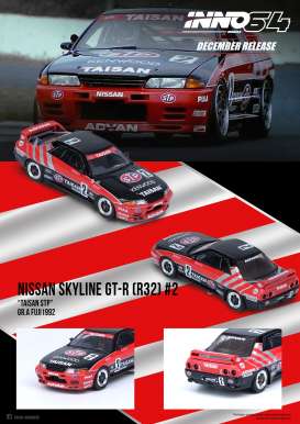 Nissan  - Skyline GT-R R32 #2 1992 red/black - 1:64 - Inno Models - in64-R32-TS92 - in64-R32-TS92 | Toms Modelautos