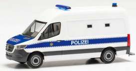 Mercedes Benz  - Sprinter white/blue - 1:87 - Herpa - H096492 - herpa096492 | Toms Modelautos