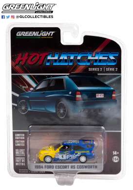 Ford  - Escort RS 1994 blue/yellow - 1:64 - GreenLight - 63020E - gl63020E | Toms Modelautos