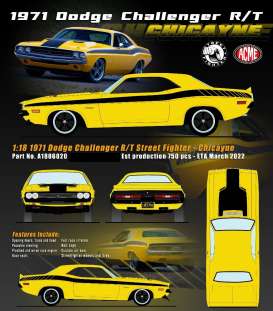 Dodge  - Challenger R/T 1971 yellow/black - 1:18 - Acme Diecast - 1806020 - acme1806020 | Toms Modelautos