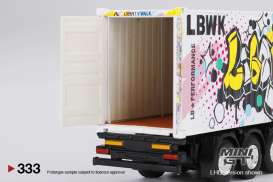 Mercedes Benz  - Actros with 40ft Container 2021 white//graffiti - 1:64 - Mini GT - 00333-L - MGT00333lhd | Toms Modelautos
