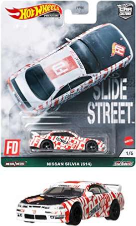 Nissan  - Silvia (S14) white/red - 1:64 - Hotwheels - GRJ82 - hwmvGRJ82 | Toms Modelautos