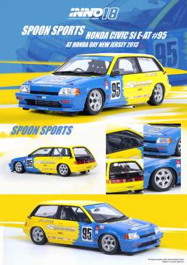 Honda  - Civic Si E-AT #95 Spoon Sport 2013 yellow/blue - 1:18 - Inno Models - in18R-EAT-SP13 - in18R-EAT-SP13 | Toms Modelautos