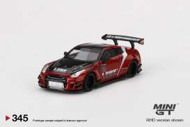 Nissan LB Works - GT-R R35 type 2 Rear Wing  2022 red/black - 1:64 - Mini GT - 00345-L - MGT00345lhd | Toms Modelautos
