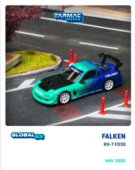 Mazda  - RX-7 blue/green - 1:64 - Tarmac - T64G-TL022-FA - TC-T64GTL022FA | Toms Modelautos