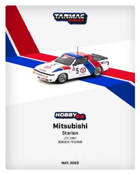 Mitsubishi  - Starion 1987 white/blue/red - 1:64 - Tarmac - T64-055-87JTC05 - TC-T64-05587JTC05 | Toms Modelautos