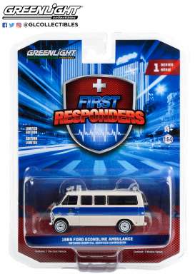 Ford  - Econoline Ambulance 1969 blue/white - 1:64 - GreenLight - 67040A - gl67040A | Toms Modelautos