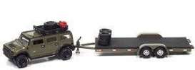 Hummer  - H2 with Open Trailer 2004 green - 1:64 - Johnny Lightning - SP202A - JLSP202A | Toms Modelautos