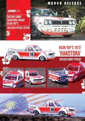 Nissan  - Sunny Hakatora pick-up 2022 red/white - 1:64 - Inno Models - in64-HKT-KY19 - in64HKT-KY19 | Toms Modelautos