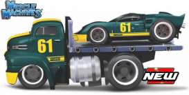 Muscle Machines  - Ford Coe, GT40 1950 dark green/yellow - 1:64 - Maisto - 11547 - mai11547 | Toms Modelautos