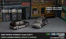 Toyota  - Starlet Turbo S EP71 1988 black/silver - 1:64 - BM Creations - 64B0255 - BM64B0255lhd | Toms Modelautos