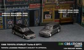 Toyota  - Starlet Turbo S EP71 1988 silver - 1:64 - BM Creations - 64B0256 - BM64B0256rhd | Toms Modelautos