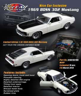 Ford  - Mustang Boss 302 1969 white/black - 1:18 - Acme Diecast - 1801831NC - acme1801831NC | Toms Modelautos