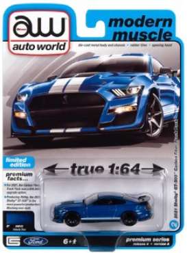 Shelby  - GT500 Carbon Edition 2021 blue/white - 1:64 - Auto World - SP114A - AWSP114A | Toms Modelautos
