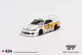 LB Works  - Super Silhouette Nissan S15 Si 2021 white/yellow - 1:64 - Mini GT - 00434-R - MGT00434rhd | Toms Modelautos