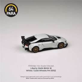 Liberty Walk BMW - BMW i8 white/gold rims - 1:64 - Para64 - 55152 - pa55152lhd | Toms Modelautos