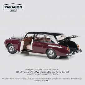 Rolls Royce  - Phantom V  1964 black/royal garnet - 1:18 - Paragon - 98218 - para98218lhd | Toms Modelautos