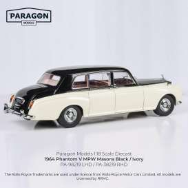 Rolls Royce  - Phantom V MPW Limousine 1964 masons black/ivory - 1:18 - Paragon - 98219 - para98219lhd | Toms Modelautos