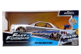 Nissan  - Skyline GTR R34 F&F 2002 silver with blue stripes - 1:24 - Jada Toys - 253203044 - jada253203044 | Toms Modelautos