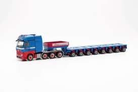 Mercedes Benz  - Actros Gigaspace blue/red - 1:87 - Herpa - H315883 - herpa315883 | Toms Modelautos