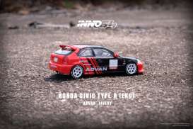 Honda  - Civic Type R EK9 red/black - 1:64 - Inno Models - in64-EK9AD - in64EK9AD | Toms Modelautos