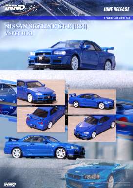 Nissan  - Skyline blue - 1:64 - Inno Models - in64-R34VS-BLU - in64R34VSBLU | Toms Modelautos