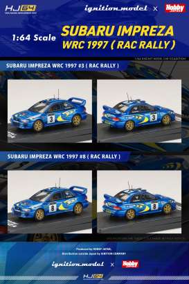 Subaru  - Impreza WRC #8 1997 blue/yellow - 1:64 - Hobby Japan - HJR642041F - HJR642041F | Toms Modelautos