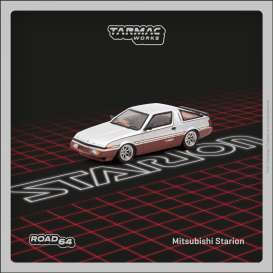 Mitsubishi  - Starion silver/dark red - 1:64 - Tarmac - T64R-055-GRE - TC-T64R055GRE | Toms Modelautos