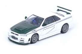 Nissan  - Skyline GT-R white/green carbon - 1:64 - Inno Models - in64-R34RT-MINESGC - in64R34RTMinesgc | Toms Modelautos