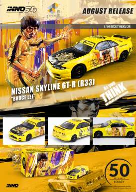 Nissan  - Skyline GTS-R R33 yellow/black - 1:64 - Inno Models - in64-R33-Brucelee - in64R33Brucelee-Y | Toms Modelautos