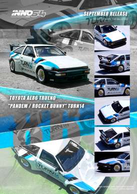 Toyota  - AE86 Sprinter white/black/blue - 1:64 - Inno Models - in64-AE86TP-TURN14 - in64AE86TP-TURN14 | Toms Modelautos