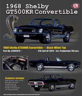 Shelby  - GT500KR convertible 1968 black/white - 1:18 - Acme Diecast - 1801875 - acme1801875 | Toms Modelautos