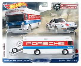 Porsche  - 959 #59 & Euro Hauler Truck 1986 white/red/blue - 1:64 - Hotwheels - HKF47 - hwmvHKF47 | Toms Modelautos