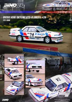 Nissan  - Skyline GTS-R (HR31) #24 1988 white/red/blue - 1:64 - Inno Models - in64-R31-24JTC88 - in64-R31-24JTC88 | Toms Modelautos
