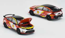 Honda  - Civic white/red/black - 1:64 - Pop Race Limited - PR640037 - PR640037 | Toms Modelautos
