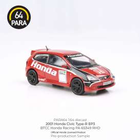 Honda  - Civic Type R EP3  2001 red/white/black - 1:64 - Para64 - 64349 - pa65349rhd | Toms Modelautos