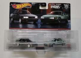 Nissan  - Sentra & Silvia set of 2 silver/green - 1:64 - Hotwheels - HYF04 - hwmvHYF04 | Toms Modelautos