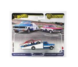 Chevrolet  - Ramp Truck & Chevelle #66 1966 blue/white/red - 1:64 - Hotwheels - HRV40 - hwmvHRV40 | Toms Modelautos