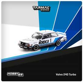 Volvo  - 240 Turbo 1986 white/blue - 1:64 - Tarmac - T64-050-86ETC01 - TC-T64-050-86ETC01 | Toms Modelautos