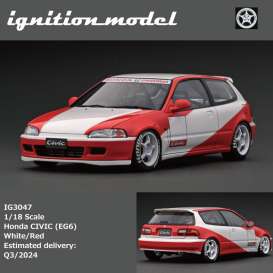 Honda  - Civic white/red - 1:18 - Ignition - IG3047 - IG3047 | Toms Modelautos