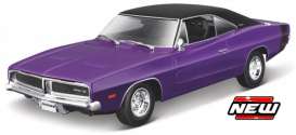 Dodge  - Charger 1969 purple/black - 1:18 - Maisto - 31387P - mai31387P | Toms Modelautos